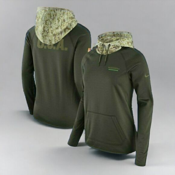 NWOT Womens Seahawks Nike Salute to Service Sideline Therma Pullover Hoodie - Picture 1 of 14